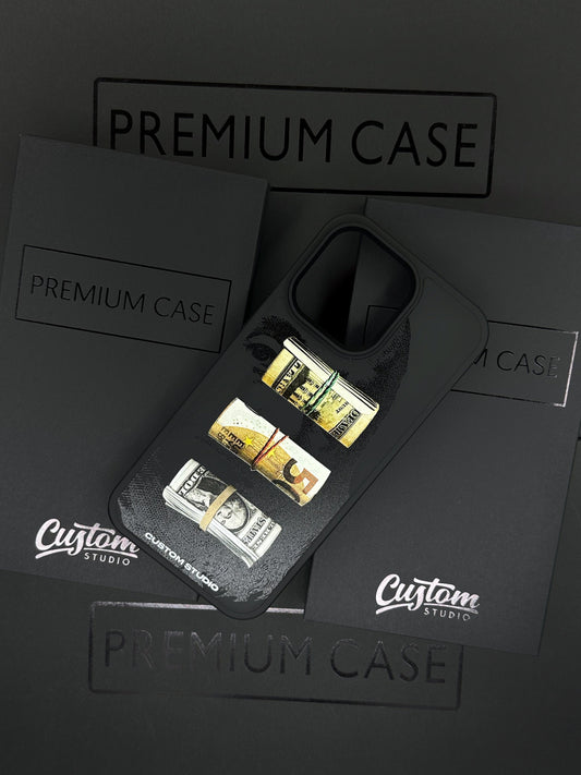 Money iPhone 16 Pro Max Case Bankrolls Personalized Black Silicone iPhone Case Custom Dollars iPhone 16 Case