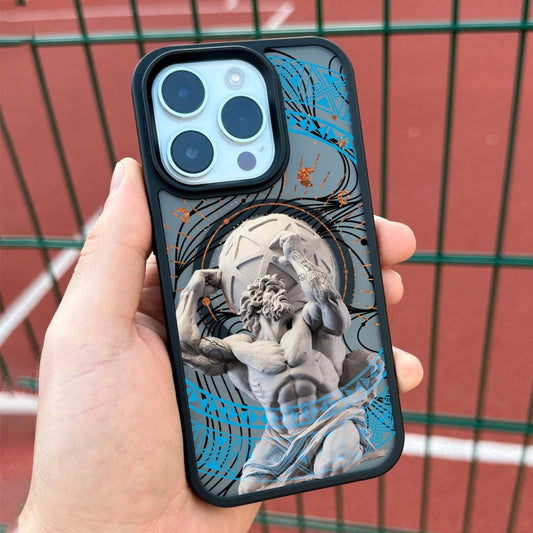 Atlas Strength iPhone 16 Pro Max Case, Greek Mythology Art Cover for iPhone 15 with MagSafe, Strongman Custom Case Samsung S24 FE S25
