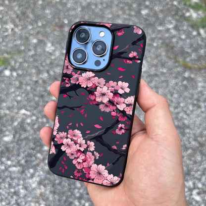 Cherry Blossom iPhone 16 Pro Max Case, Floral Sakura Phone Cover for iPhone 15 with MagSafe, Elegant Nature Design Case