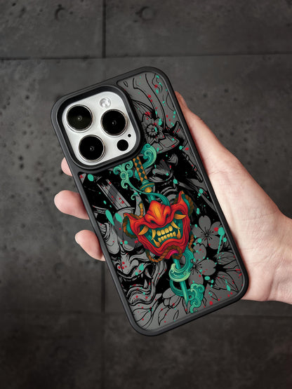 a person holding a phone case with a skull on it