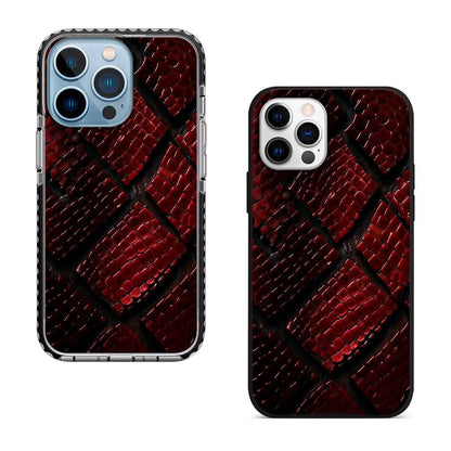 Red Snake Texture iPhone 16 Pro Max Case, Luxury Python Phone Cover for iPhone 15 with MagSafe, Exotic Skin Custom Case Samsung S24 FE S25