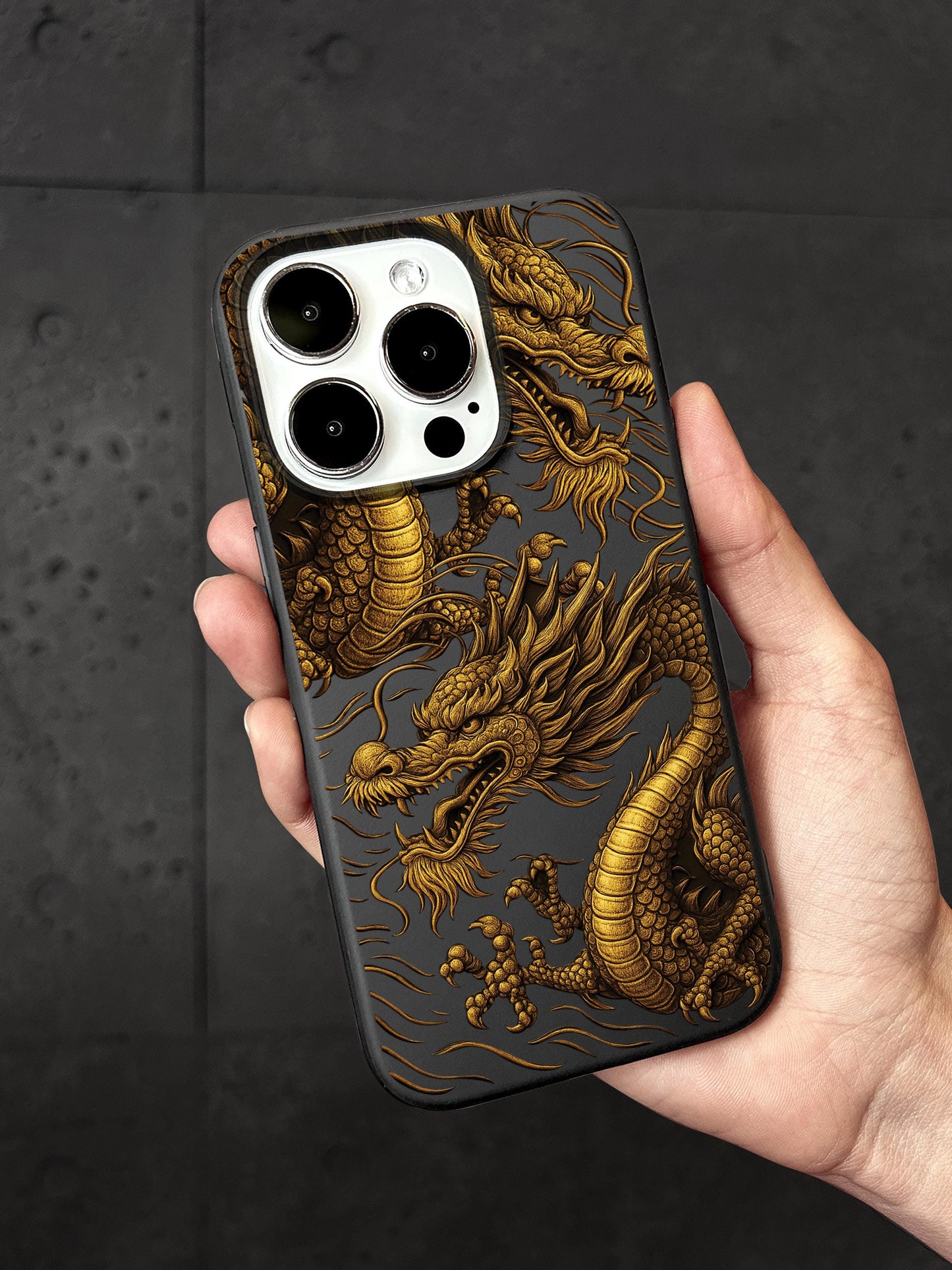 Golden Dragon iPhone 16 Pro Max Case,  Dragons Phone Cover for iPhone 15 with MagSafe, Japanese Dragon iPhone Custom Case Samsung S24 FE S25