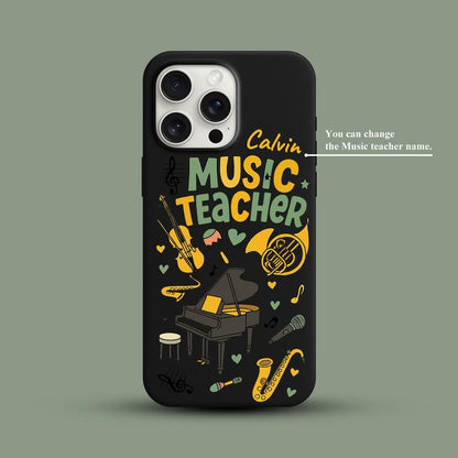 Music Teacher iPhone 16 Pro Max Case, Custom Instrument Phone Cover for iPhone 15 with MagSafe, Personalized Music Lover Gift Case
