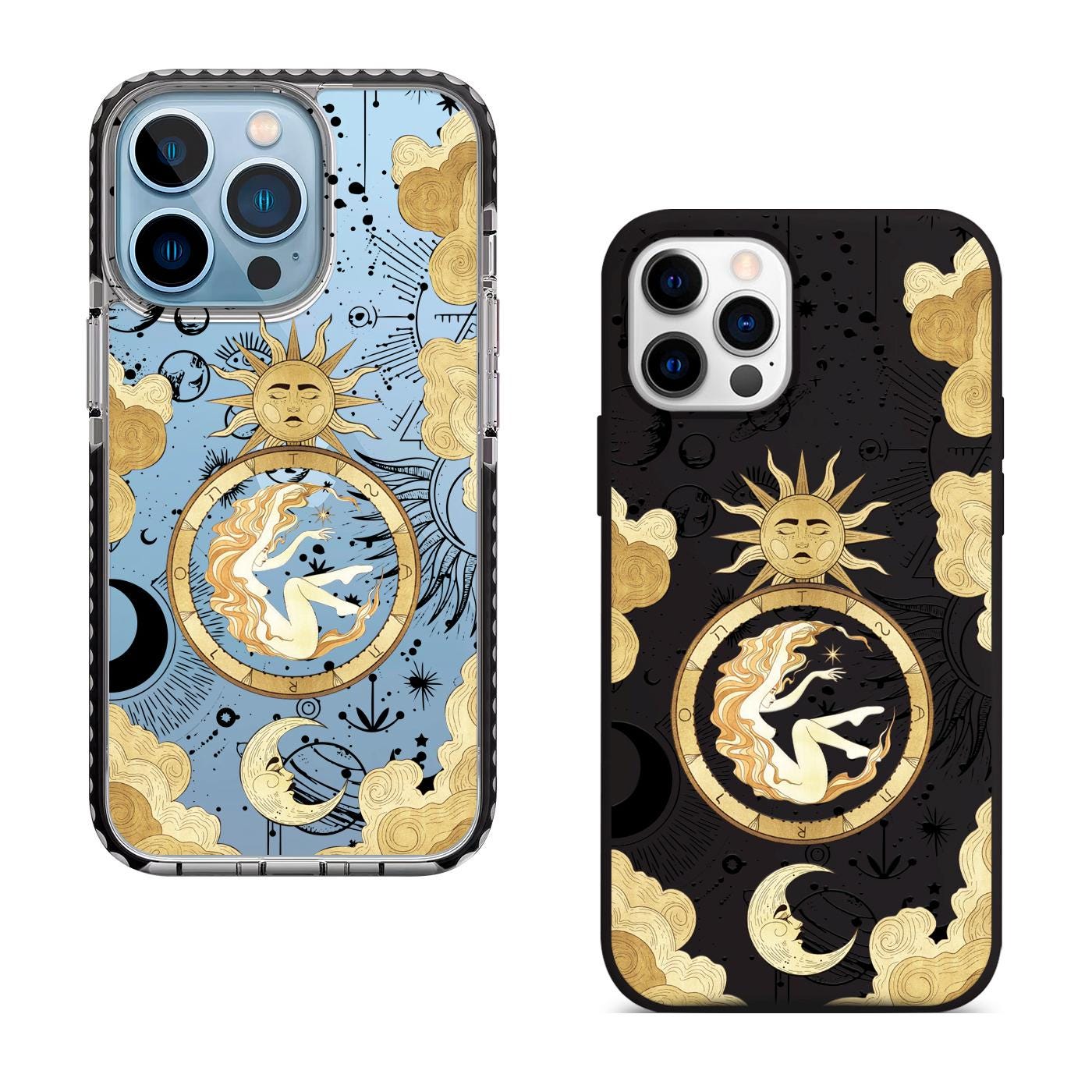 Tarot Sun Moon iPhone 16 Pro Max Case, Mystic Tarot Art Phone Cover for iPhone 15 with MagSafe, Custom Celestial Design Case