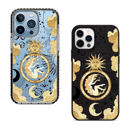 Tarot Sun Moon iPhone 16 Pro Max Case, Mystic Tarot Art Phone Cover for iPhone 15 with MagSafe, Custom Celestial Design Case