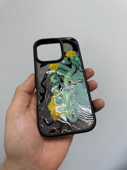 Medusa Serpent iPhone 16 Pro Max Case, Artistic Snake Design Cover for iPhone 15 with MagSafe, Mythical Greek Art Case