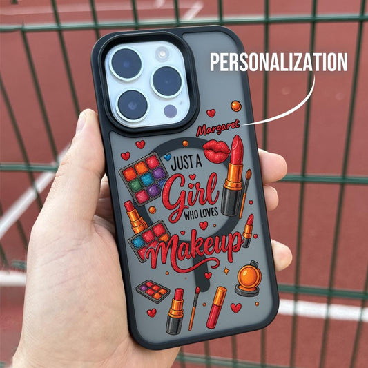 Makeup Lover Girl iPhone 16 Pro Max Case, Custom Beauty Artist Phone Cover for iPhone 15 with MagSafe, Personalized Makeup Gift Case