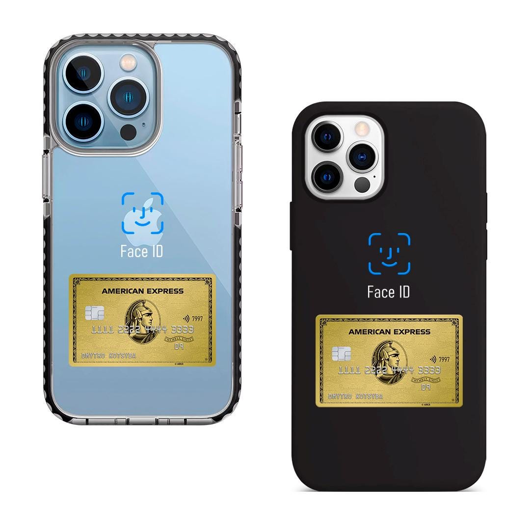 Gold Card Face ID iPhone 16 Pro Max Case, Luxury Card Design Phone Cover for iPhone 15 with MagSafe, Modern Custom Case Samsung S24 FE S25