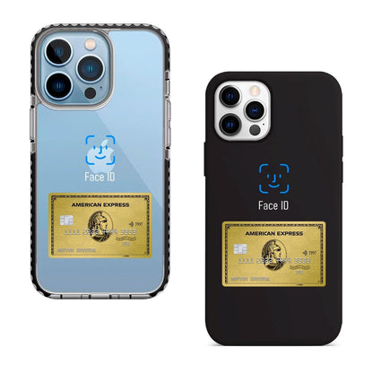 Gold Card Face ID iPhone 16 Pro Max Case, Luxury Card Design Phone Cover for iPhone 15 with MagSafe, Modern Custom Case Samsung S24 FE S25