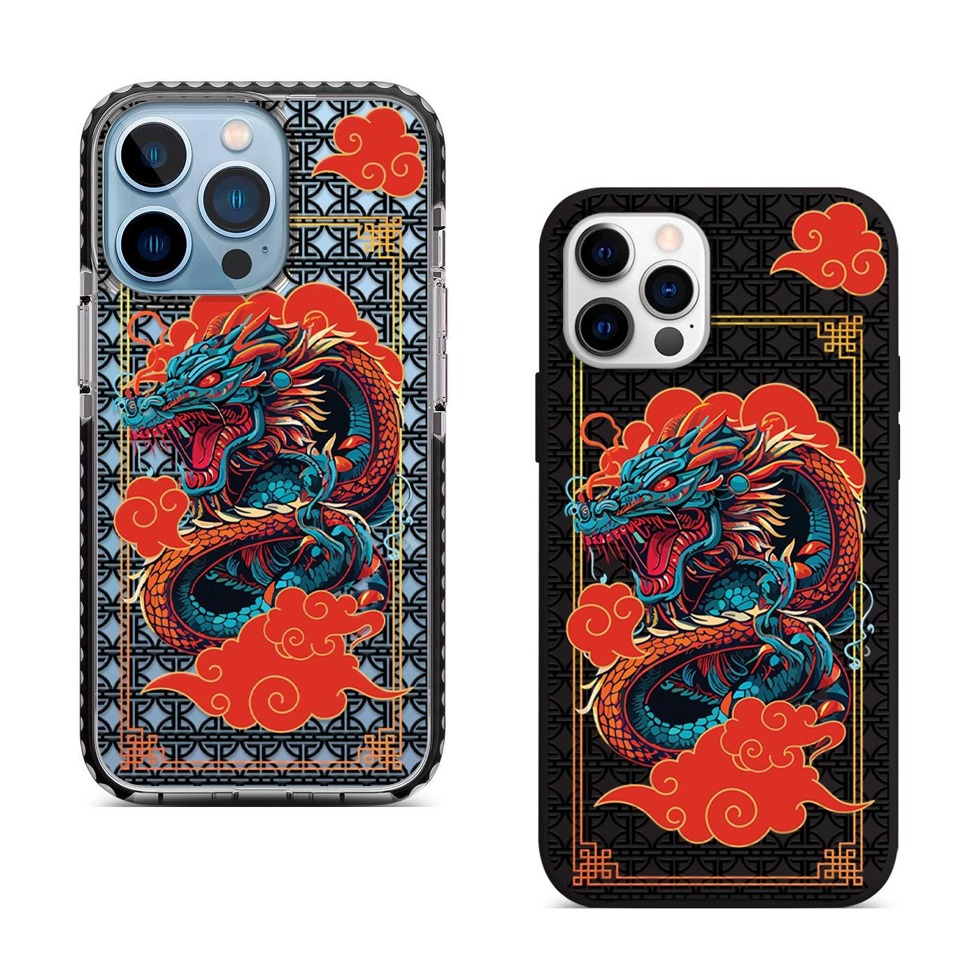 Oriental Dragon iPhone 16 Pro Max Case, Mythical Art Phone Cover for iPhone 15 with MagSafe, Unique Dragon Custom Case Samsung S24 FE S25