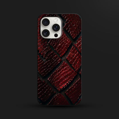 Red Snake Texture iPhone 16 Pro Max Case, Luxury Python Phone Cover for iPhone 15 with MagSafe, Exotic Skin Custom Case Samsung S24 FE S25