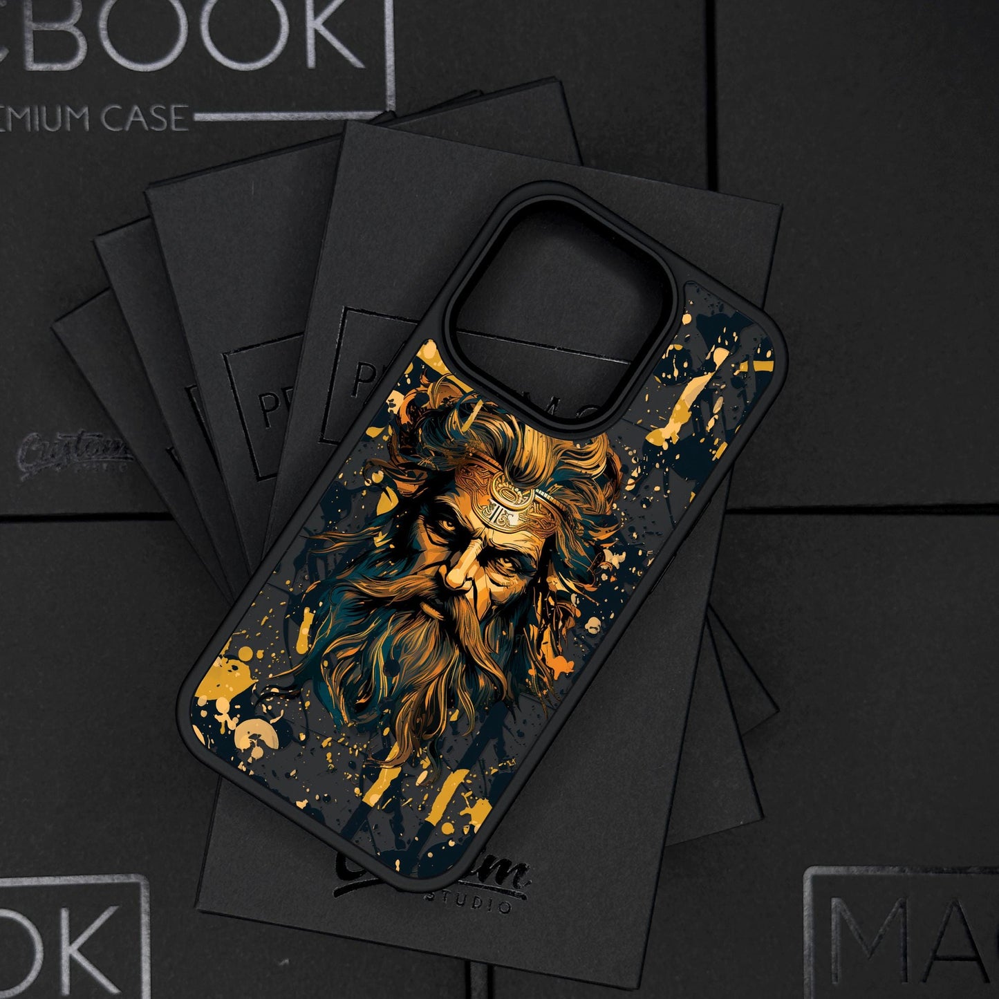 Mythical Odin iPhone 16 Pro Max Case, Greek God Art Phone Cover for iPhone 15 with MagSafe, Custom Mythology Artwork Case Samsung S24 FE S25