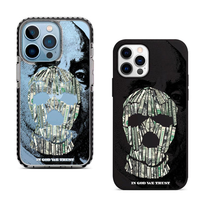 Money Mask Art iPhone 16 Pro Max Case, Unique Dollar Design Cover for iPhone 15 with MagSafe, Artistic Custom Case Samsung S24 FE S25