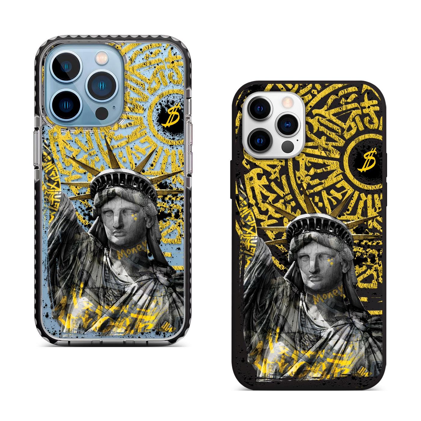 Statue Liberty Art iPhone 16 Pro Max Case, Urban Style Phone Cover for iPhone 15 with MagSafe, Graffiti Artistic Design Samsung S24 FE S25