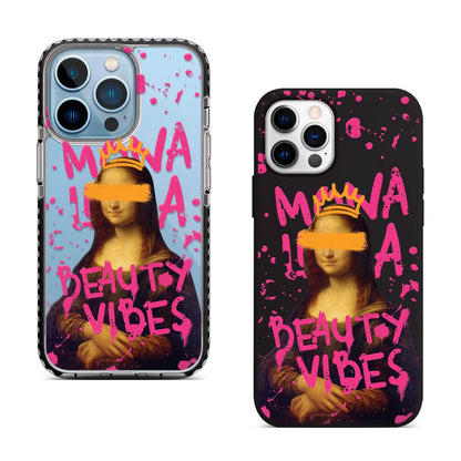 Pink Graffiti Classic Art iPhone 16 Pro Max Case, Beauty Vibes Phone Cover for iPhone 15 with MagSafe, Artistic Mona Custom Case S24 FE S25