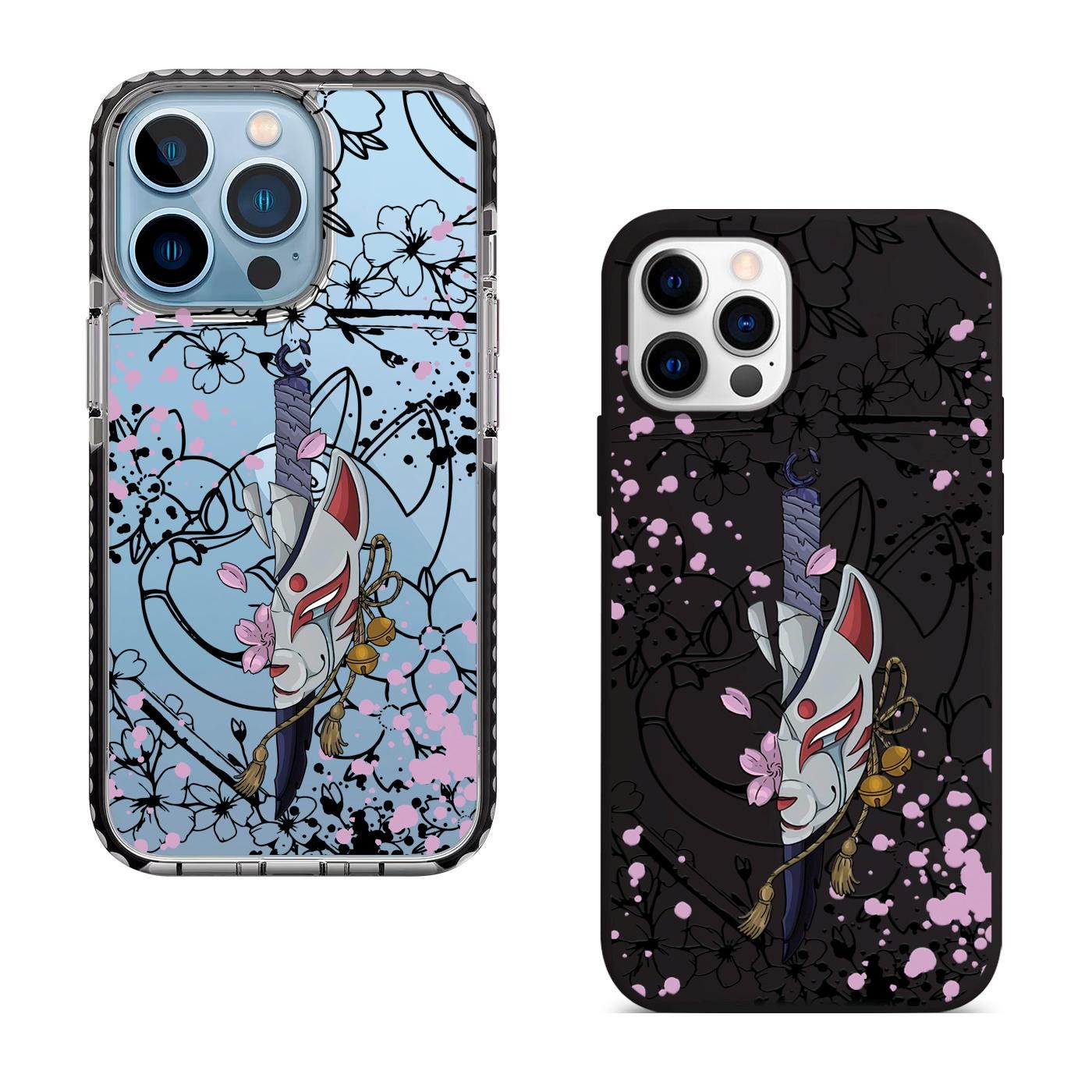 Fox Mask Katana Phone Case – Compatible with iPhone 16 Pro Max, 15, 14, 13, 12, with MagSafe
