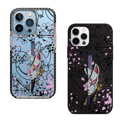 Fox Mask Katana Phone Case – Compatible with iPhone 16 Pro Max, 15, 14, 13, 12, with MagSafe