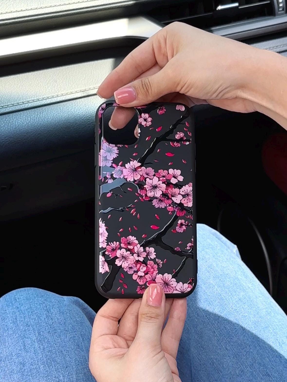 Cherry Blossom iPhone 16 Pro Max Case, Floral Sakura Phone Cover for iPhone 15 with MagSafe, Elegant Nature Design Case