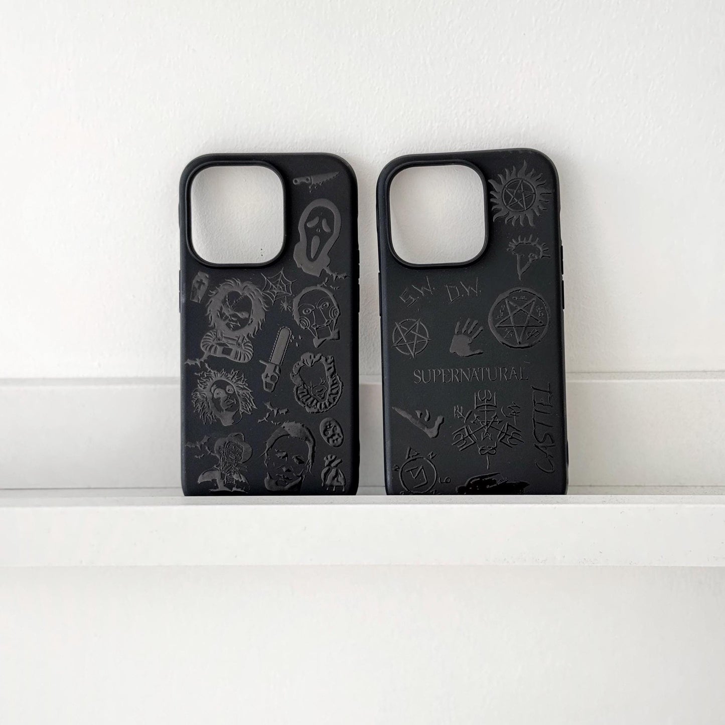 Horror Movie Villains iPhone 16 pro max Case, Scary Movie Phone Cover for iPhone 15 with MagSafe, Spooky Halloween Custom Case
