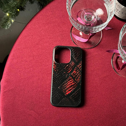 Red Snake Texture iPhone 16 Pro Max Case, Luxury Python Phone Cover for iPhone 15 with MagSafe, Exotic Skin Custom Case Samsung S24 FE S25