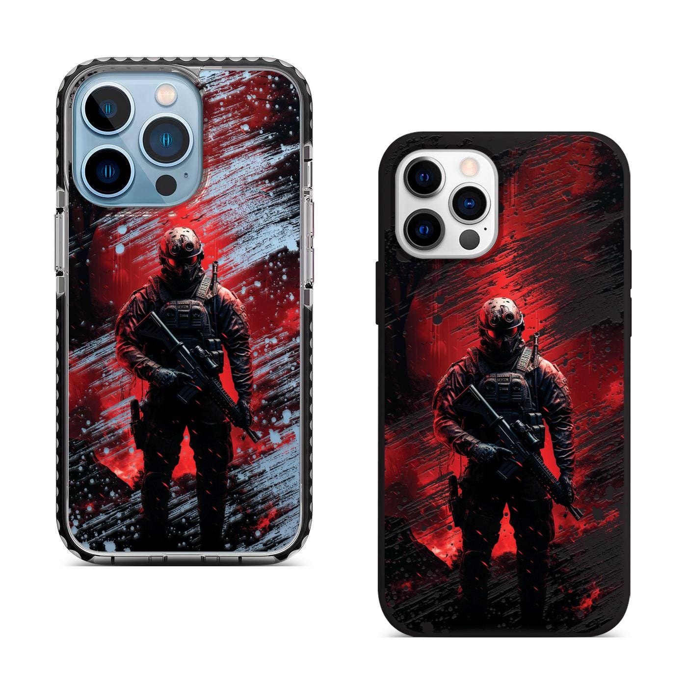 Red Soldier iPhone 16 Pro Max Case, Tactical Art Phone Cover for iPhone 15 with MagSafe, Military Style Custom Case Samsung S24 FE S25