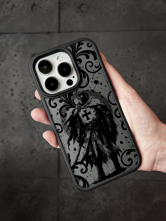 Templar Knight iPhone 16 Pro Max Case, Medieval Warrior Phone Cover for iPhone 15 with MagSafe, Gothic Cross Custom Case Samsung S24 FE S25