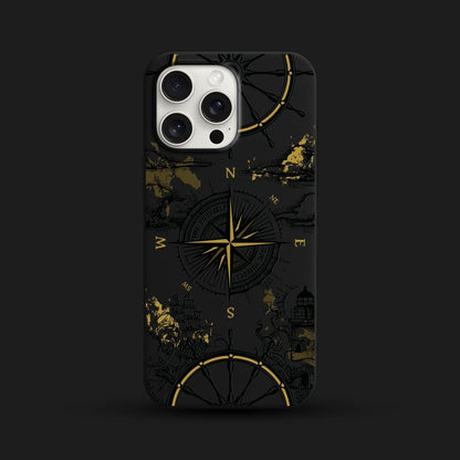Vintage Compass iPhone 16 Pro Max Case, Nautical Art Phone Cover for iPhone 15 with MagSafe, Artistic Navigation Custom Case