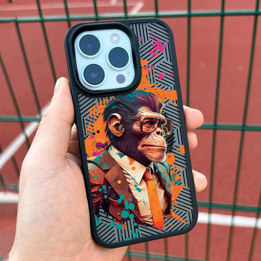 Business Ape iPhone 16 Pro Max Case, Cool Art Phone Cover for iPhone 15 with MagSafe, Stylish Monkey Custom Case Samsung S24 FE S25