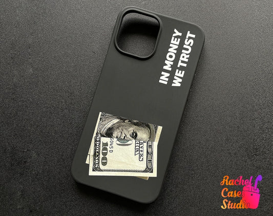 In Money We Trust iPhone 16 Case Dollar Bill Personalized Black iPhone Case Custom Money iPhone 16 Pro Max Case