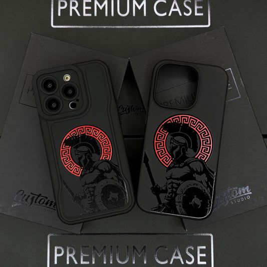 Spartan Warrior iPhone 16 Pro Max Case, Greek Helmet Phone Cover for iPhone 15 with MagSafe, Ancient Gladiator Custom Case