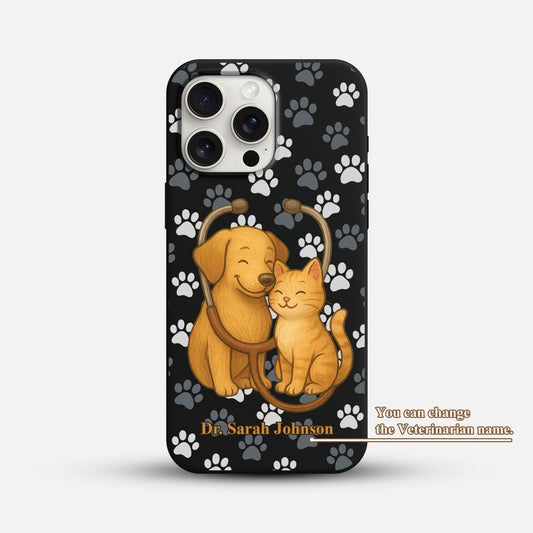 Custom Vet iPhone 16 Pro Max Case, Pet Care Art Phone Cover for iPhone 15 with MagSafe, Veterinarian Gift Personalized Case