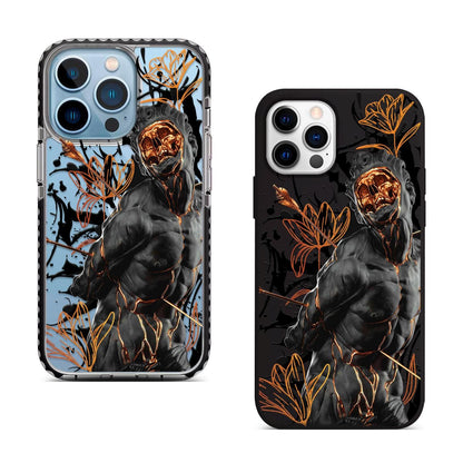 Golden Warrior iPhone 16 Pro Max Case, Gold Art Phone Cover for iPhone 15 with MagSafe, Artistic Abstract Hero Case Samsung S24 FE S25