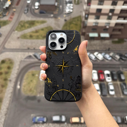 Vintage Compass iPhone 16 Pro Max Case, Nautical Art Phone Cover for iPhone 15 with MagSafe, Artistic Navigation Custom Case