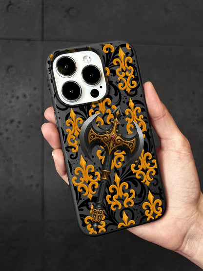 Golden Battle Axe iPhone 16 Pro Max Case, Medieval Weapon Warrior Phone Cover for iPhone 15 with MagSafe Samsung S24 FE S25