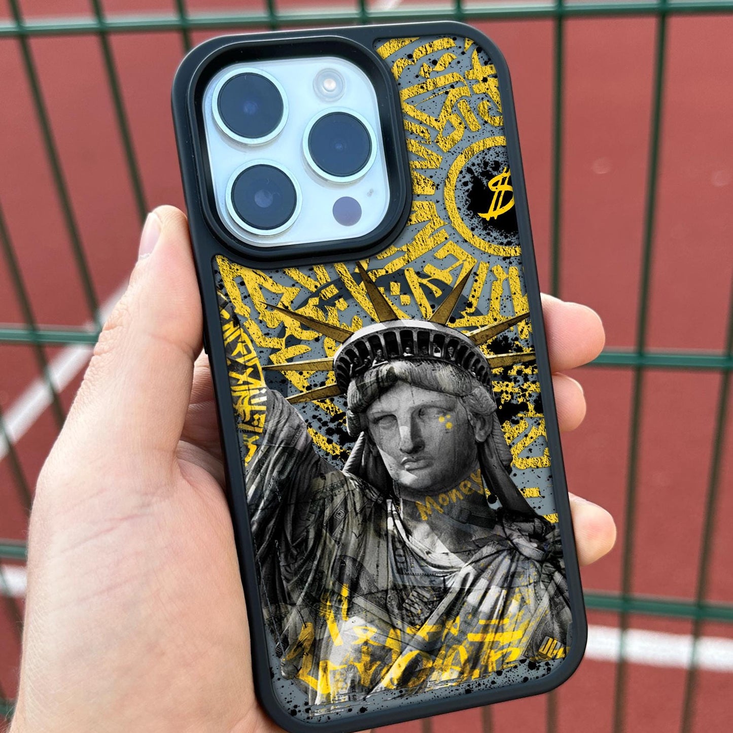 Statue Liberty Art iPhone 16 Pro Max Case, Urban Style Phone Cover for iPhone 15 with MagSafe, Graffiti Artistic Design Samsung S24 FE S25