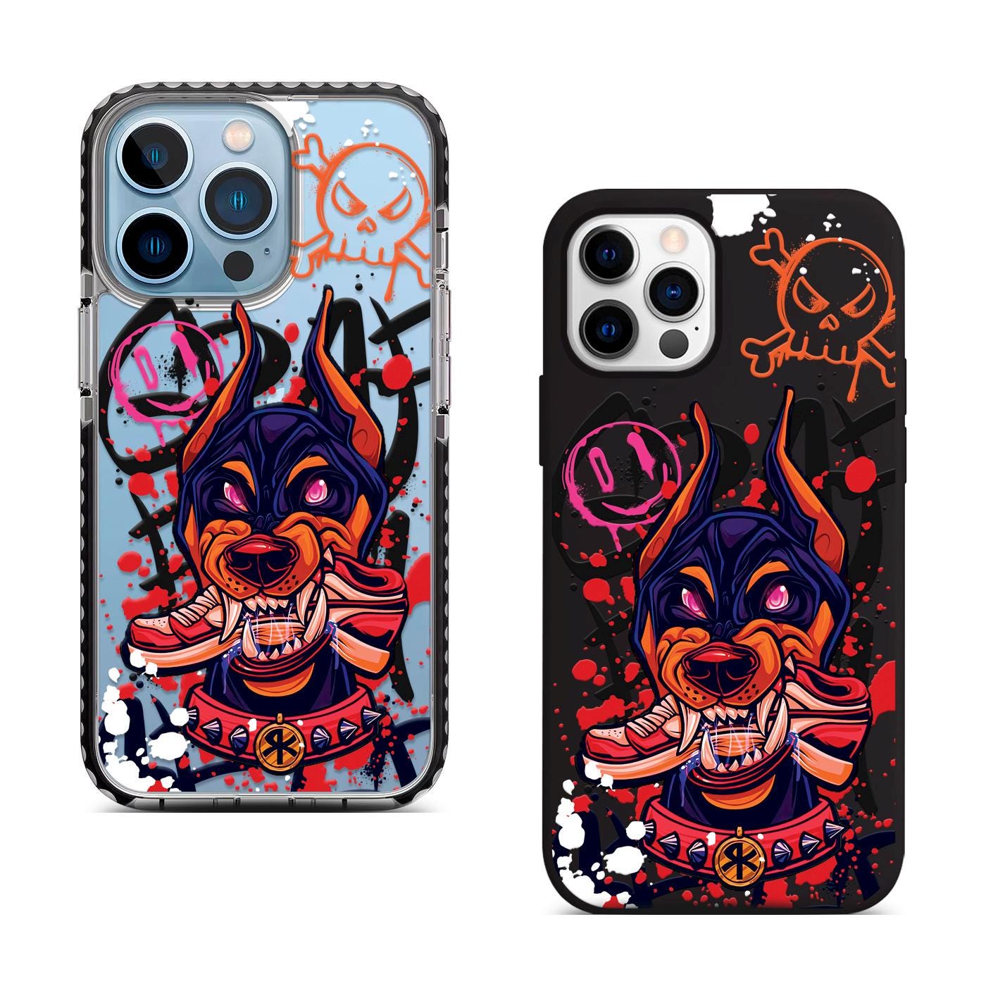 Graffiti Doberman iPhone 16 Pro Max Case, Street Art Dog Phone Cover for iPhone 15 with MagSafe, Urban Pet Samsung S24 FE S25