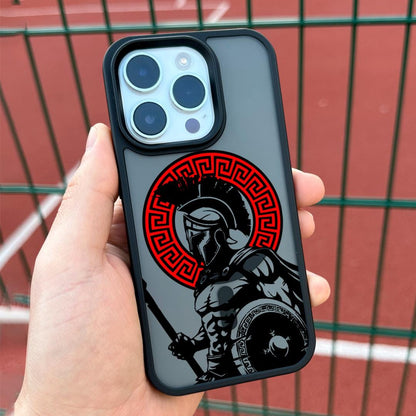 Spartan Warrior iPhone 16 Pro Max Case, Greek Helmet Phone Cover for iPhone 15 with MagSafe, Ancient Gladiator Custom Case