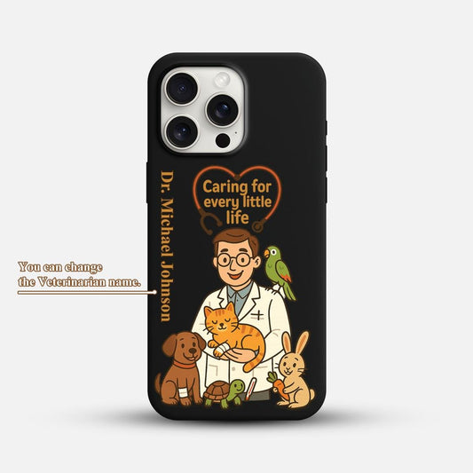 Pet Vet iPhone 16 Pro Max Case, Animal Doctor Phone Cover for iPhone 15 with MagSafe, Custom Veterinarian Gift Case