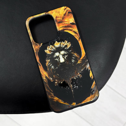 Golden Lion King iPhone 16 Pro Max Case, Regal Crowned Animal Cover for iPhone 15 with MagSafe, Jungle Beast Phone Case Samsung S24 FE S25