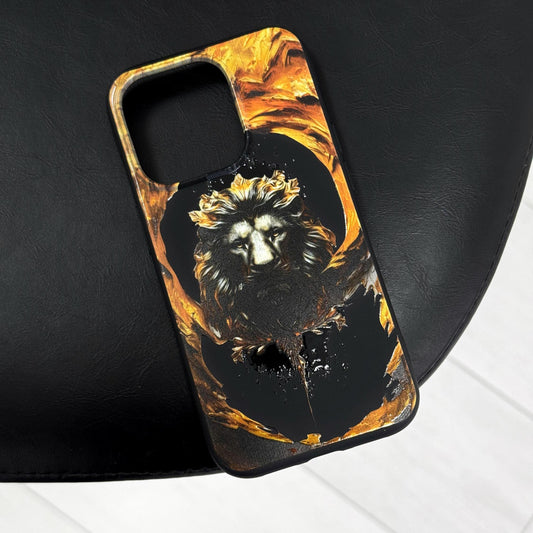 Golden Lion King iPhone 16 Pro Max Case, Regal Crowned Animal Cover for iPhone 15 with MagSafe, Jungle Beast Phone Case Samsung S24 FE S25