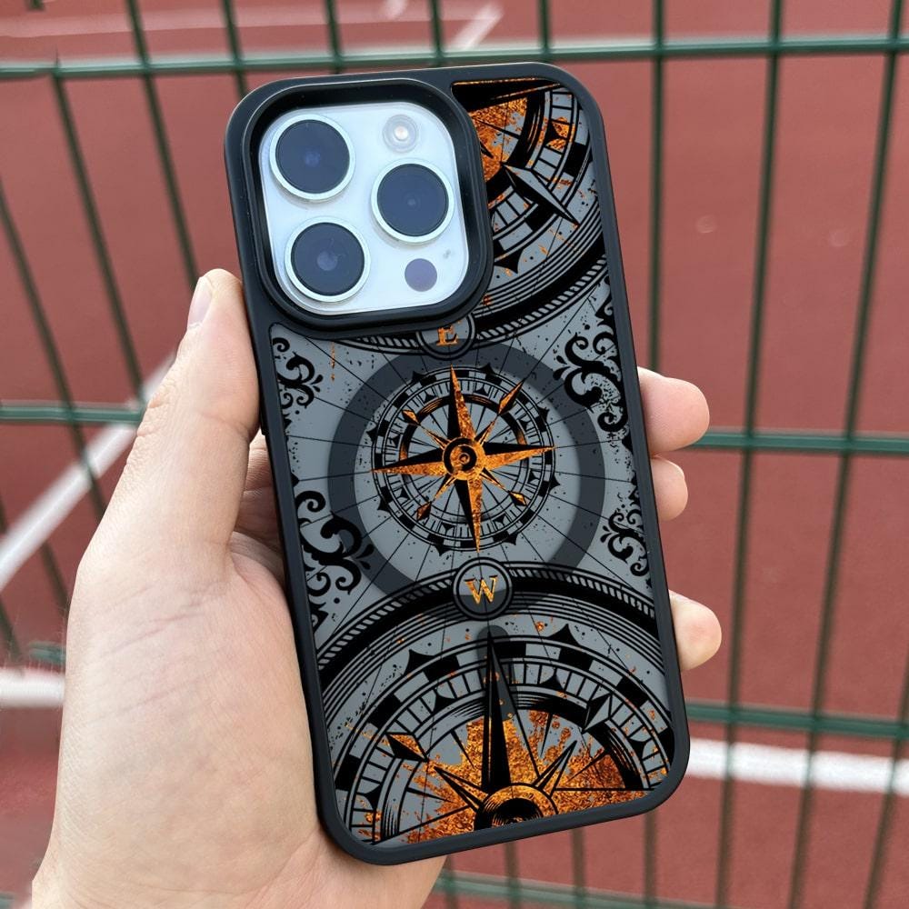 Compass Rose iPhone 16 Pro Max Case, Nautical Design Phone Cover for iPhone 15 with MagSafe, Vintage Compass Custom Case