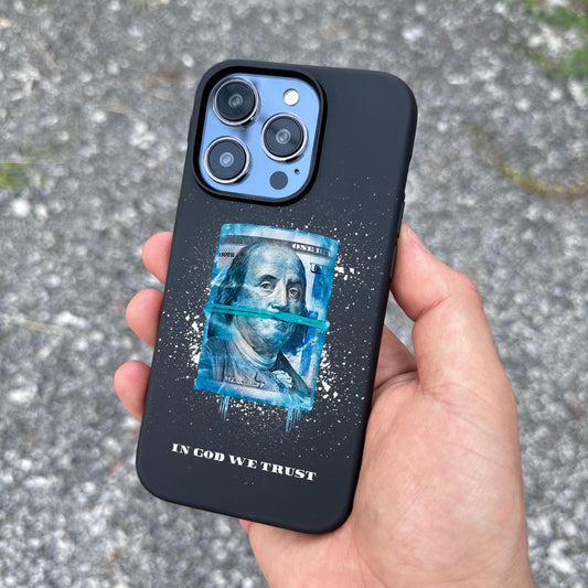 Blue Dollar iPhone 16 Pro Max Case, Artistic Dollar Design Phone Cover for iPhone 15 with MagSafe, Custom Money Art Case Samsung S24 FE S25