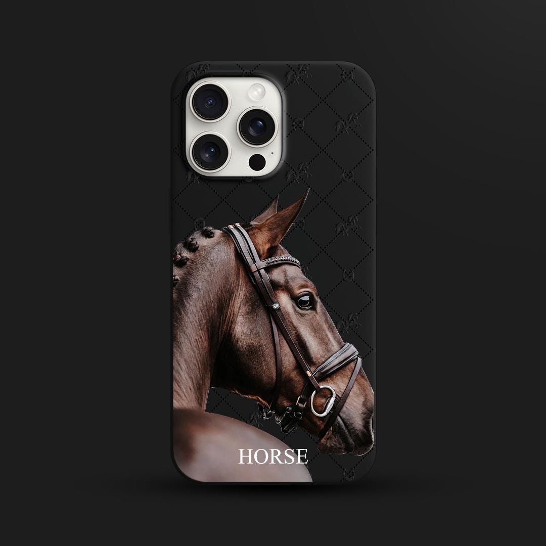 Elegant Horse iPhone 16 Pro Max Case, Equestrian Art Phone Cover for iPhone 15 with MagSafe, Luxury Horse Custom Case