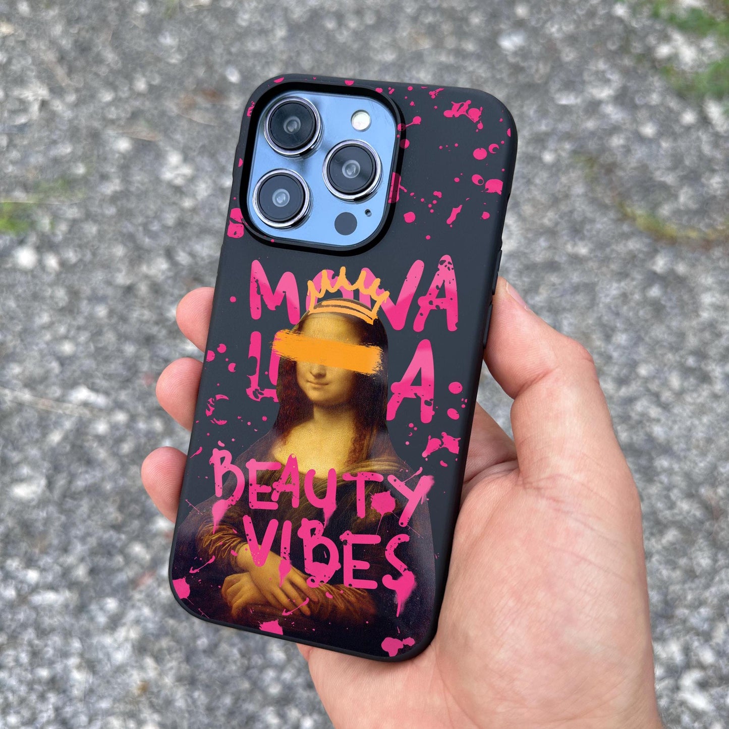 Pink Graffiti Classic Art iPhone 16 Pro Max Case, Beauty Vibes Phone Cover for iPhone 15 with MagSafe, Artistic Mona Custom Case S24 FE S25