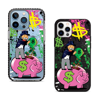 Wealth Piggy Art iPhone 16 Pro Max Case, Money Graphic Phone Cover for iPhone 15 with MagSafe, Unique Rich Style Custom Case