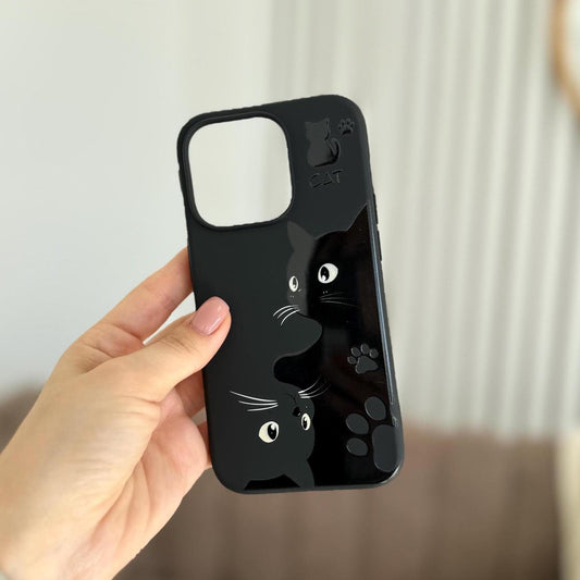 Black Cat iPhone 16 Pro Max Case, Cute Cat Art Phone Cover for iPhone 15 with MagSafe, Custom Pet Design Case