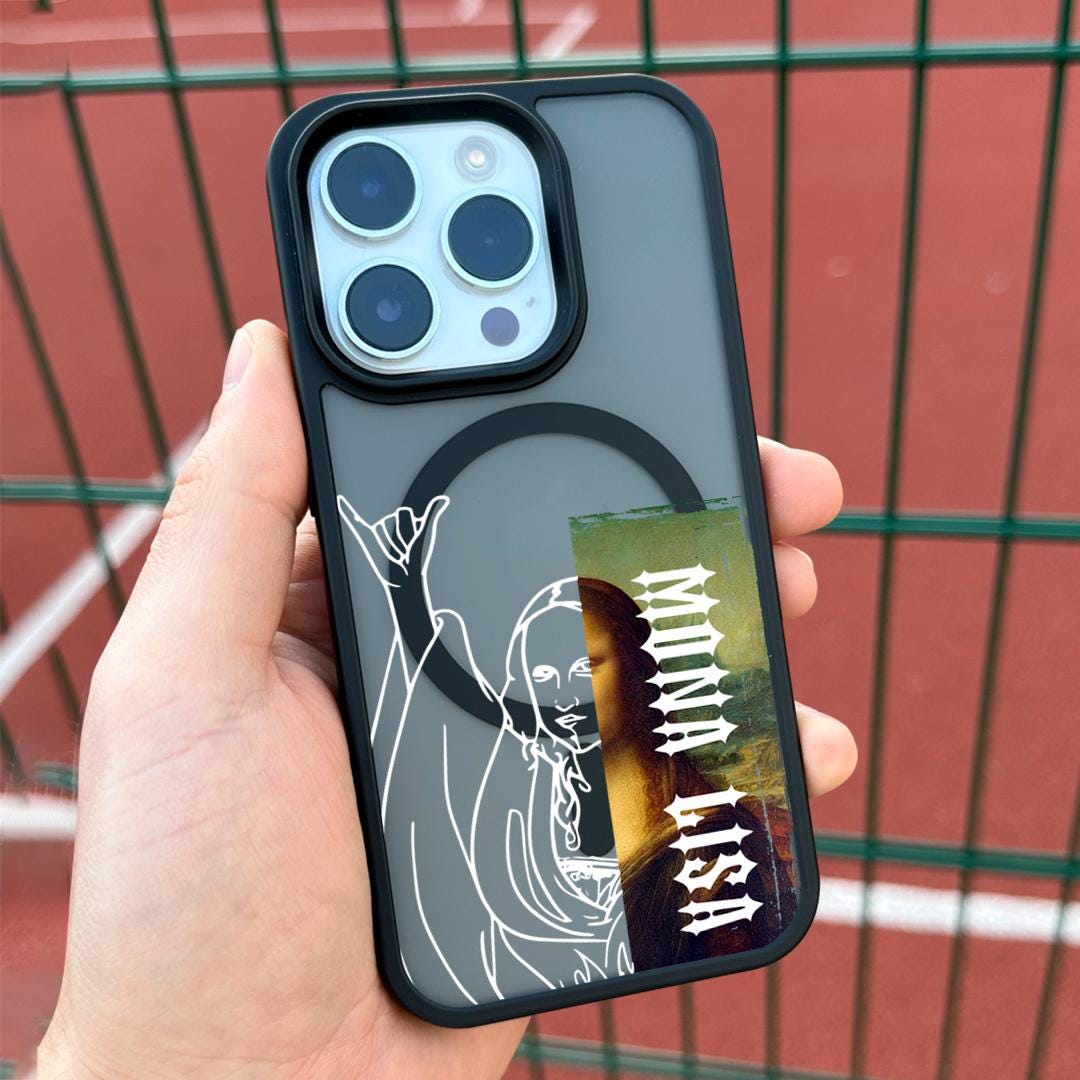 Classic Art with Hand Rock iPhone 16 Pro Max Case, Modern Art Phone Cover for iPhone 15 with MagSafe, Unique Art Custom Case S24 FE S25