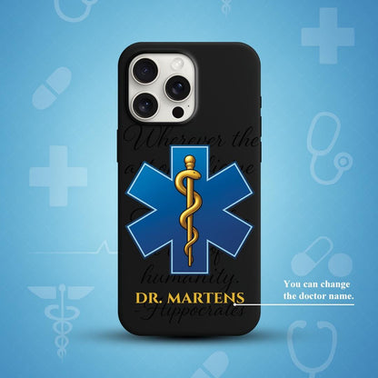 Personalized Doctor Name iPhone 16 Pro Max Case, Medical Star of Life Phone Cover for iPhone 15 with MagSafe, Custom Healthcare Gift Case