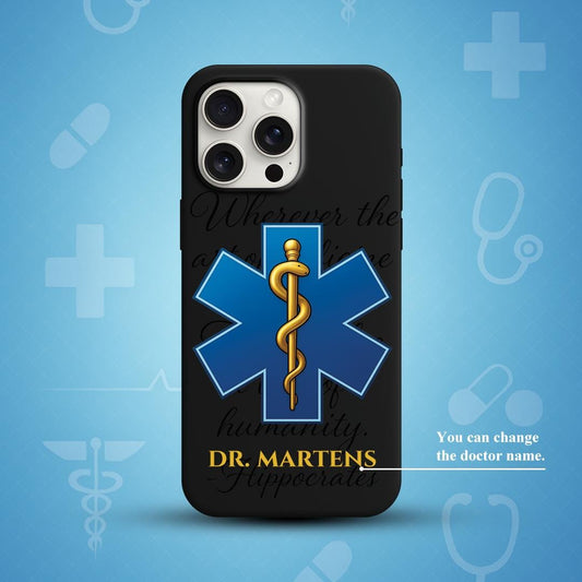 Personalized Doctor Name iPhone 16 Pro Max Case, Medical Star of Life Phone Cover for iPhone 15 with MagSafe, Custom Healthcare Gift Case