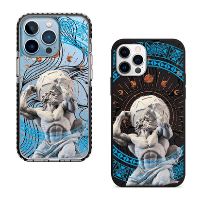 Atlas Strength iPhone 16 Pro Max Case, Greek Mythology Art Cover for iPhone 15 with MagSafe, Strongman Custom Case Samsung S24 FE S25